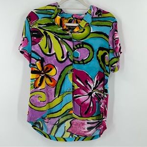 Jams World Button Front Top in Jamboree Print Size Small